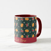 Personalized Christmas Mug with Oranges and Holly Mok (Voorkant rechts)
