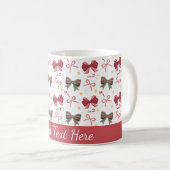 Personalized Christmas Mug With Red and Green Bows Koffiemok (Voorkant rechts)