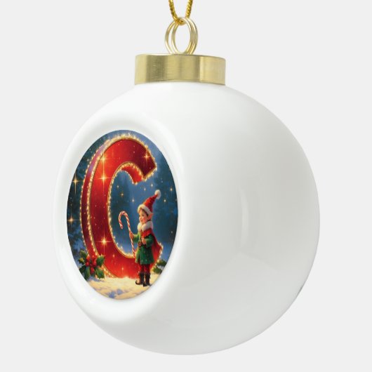 Personalized Christmas Ornament – Letter C Ceramic (Rechts)