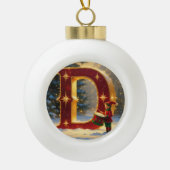 Personalized Christmas Ornament – Letter D Ceramic (Voorkant)