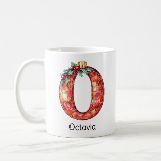 Personalized Christmas Ornament Monogram O Koffiemok (Links)