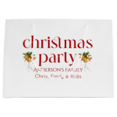 Personalized Christmas Party Red Retro Typography Groot Cadeauzakje (Voorkant)