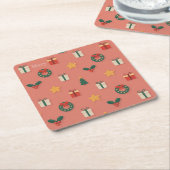 Personalized Christmas Pattern Coaster Set Kartonnen Onderzetters (Schuin)