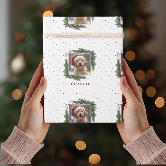 Personalized Christmas Pet Photo – Holiday Cadeaupapier