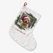 Personalized Christmas Pet Photo – Holiday Grote Kerstsok (Voorkant (Hangend))