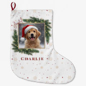 Personalized Christmas Pet Photo – Holiday Grote Kerstsok (Voorkant)