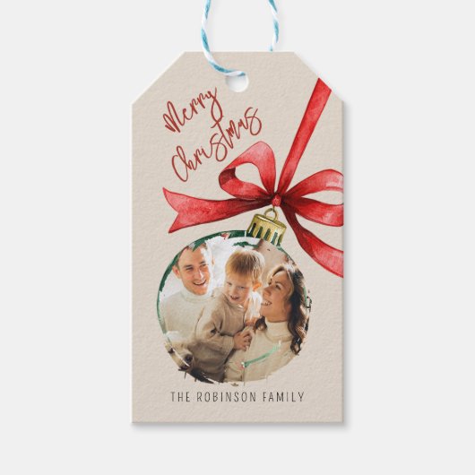 Personalized Christmas Photo Cadeaulabel (Voorkant)