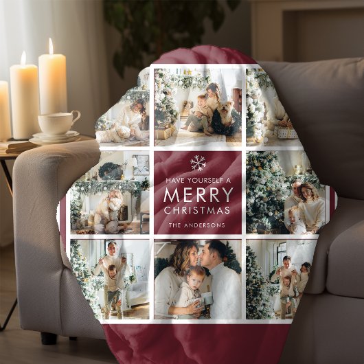 Personalized Christmas Photo Collage  Fleece Deken