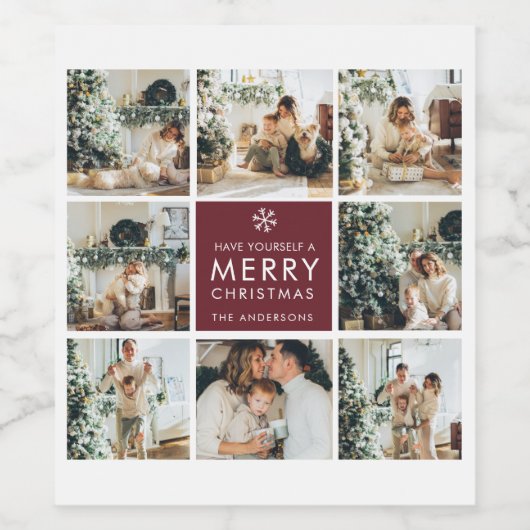 Personalized Christmas Photo  Wijn Etiket (Enkel label)