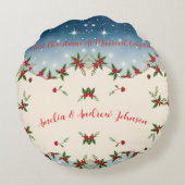 Personalized Christmas Pillow Duo Love Elephants Rond Kussen (Achterkant)