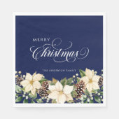 Personalized Christmas Poinsettia blue  Servet (Voorkant)