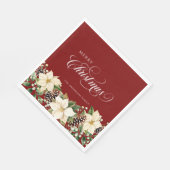 Personalized Christmas Poinsettia Red  Servet (Hoek)