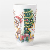 Personalized Christmas Reindeer Custom Name Latte Mok (Voorkant)