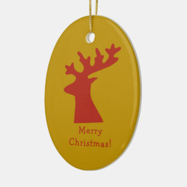 Personalized Christmas Reindeer Head Red and Gold Keramisch Ornament