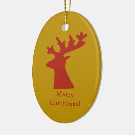 Personalized Christmas Reindeer Head Red and Gold Keramisch Ornament (Links)