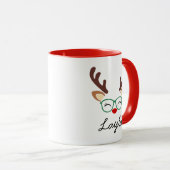 Personalized Christmas Reindeer Mug | Cute Holiday Mok (Voorkant rechts)