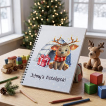 Personalized Christmas Reindeer Notebook for Kids