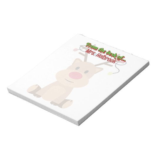 Personalized Christmas Reindeer with lights Notitieblok (Linkerzijde)
