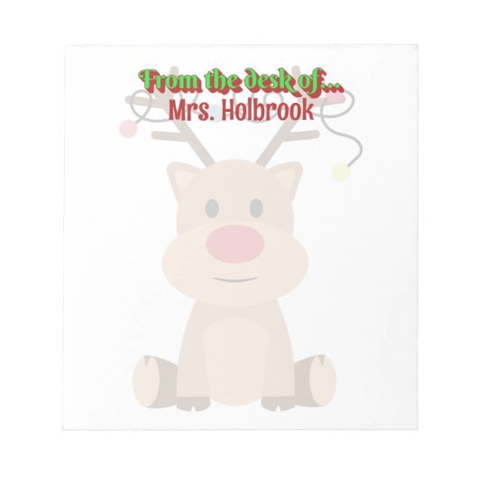 Personalized Christmas Reindeer with lights Notitieblok (Voorkant)