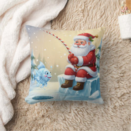 Personalized Christmas Santa Ice Fishing Kussen