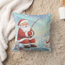 Personalized Christmas Santa Ice Fishing Kussen