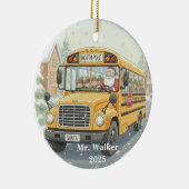 Personalized Christmas School Bus Driver Gift Keramisch Ornament (Rechts)