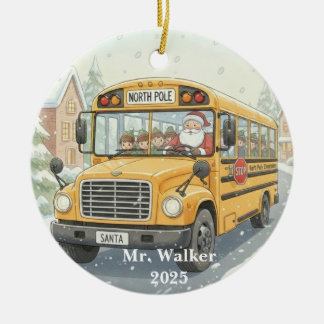 Personalized Christmas School Bus Driver Gift Keramisch Ornament