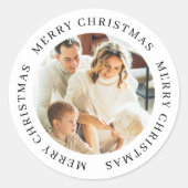 Personalized Christmas Simple Modern Custom Photo Ronde Sticker (Voorkant)