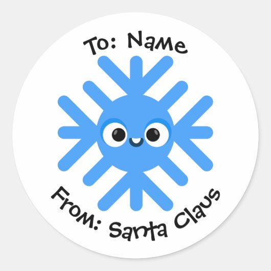 Personalized Christmas Snowflake Sticker – To/From (Voorkant)