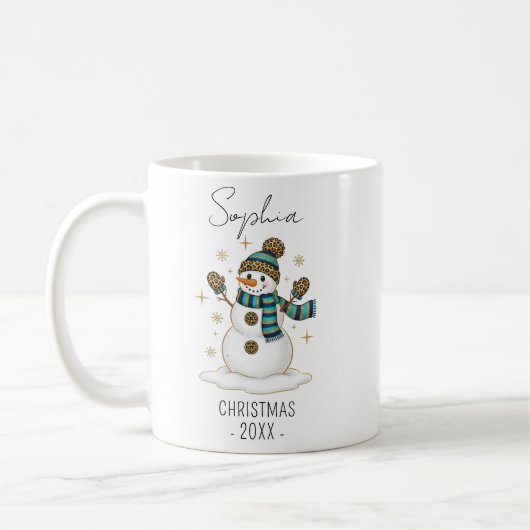 Personalized Christmas Snowman Christmas Winter Koffiemok (Links)