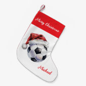 Personalized Christmas Soccer Ball with hat santa  Kleine Kerstsok (Voorkant (Hangend))