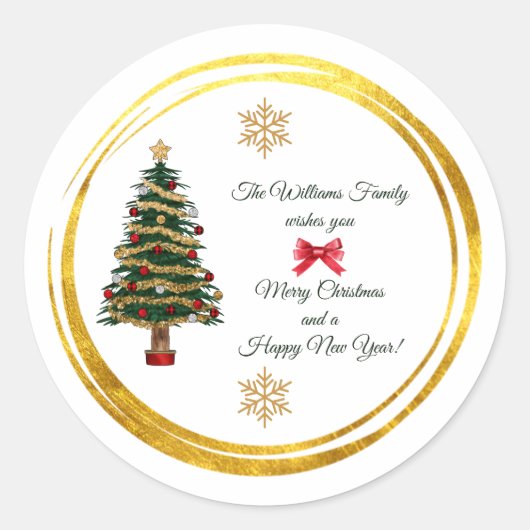 Personalized Christmas Sticker with Name & Wishes (Voorkant)