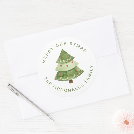 Personalized Christmas Stickers Pine Tree Holiday (Envelop)