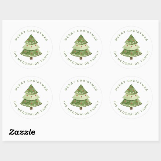 Personalized Christmas Stickers Pine Tree Holiday (Vel)