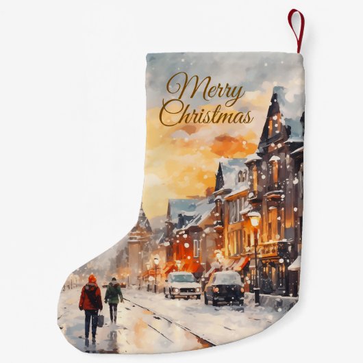 Personalized Christmas Stocking Winter Village Kleine Kerstsok (Achterkant)