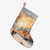 Personalized Christmas Stocking Winter Village Kleine Kerstsok (Voorkant (Hangend))