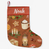 Personalized Christmas Stocking with Cozy Hot  Kleine Kerstsok (Voorkant)