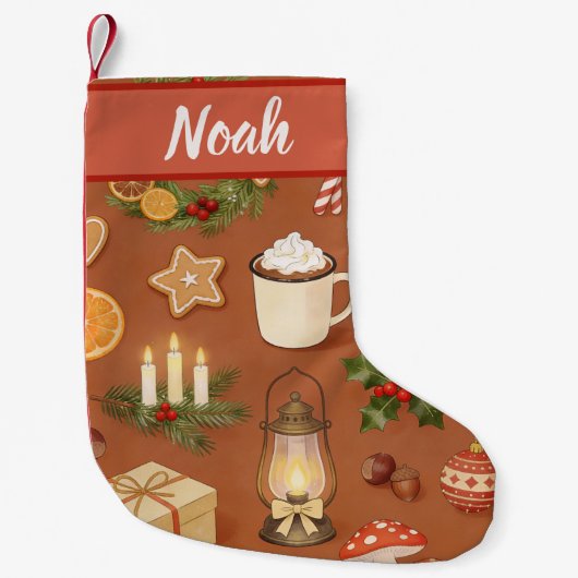 Personalized Christmas Stocking with Cozy Hot Kleine Kerstsok (Voorkant)