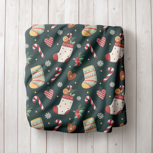 Personalized Christmas Stockings Fleece Blanket