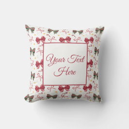 Personalized Christmas Throw Pillow With Cute Bows Kussen