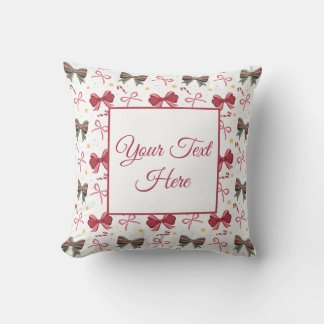 Personalized Christmas Throw Pillow With Cute Bows Kussen