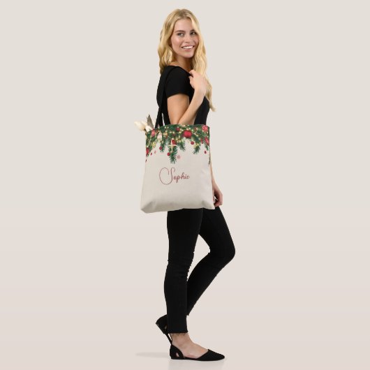 Personalized Christmas Tote Bag (Op model)