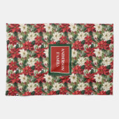 Personalized Christmas Towel Classic Floral Look Theedoek (Horizontaal)