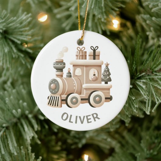 Personalized Christmas Train for Kids Keramisch Ornament (Boom)