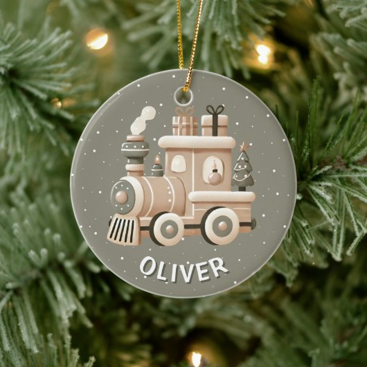 Personalized Christmas Train for Kids Keramisch Ornament (Boom)
