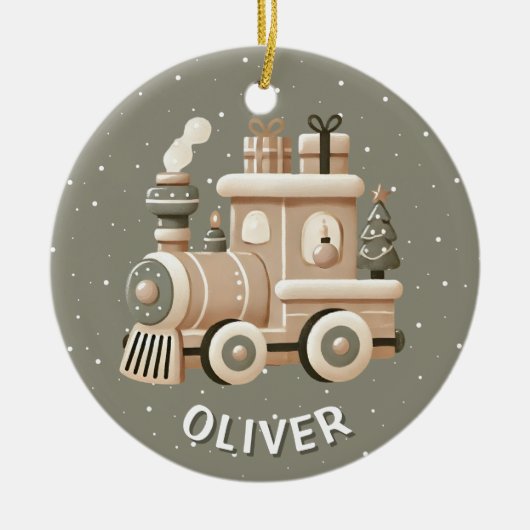 Personalized Christmas Train for Kids Keramisch Ornament (Voorkant)