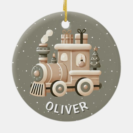 Personalized Christmas Train for Kids Keramisch Ornament (Achterkant)