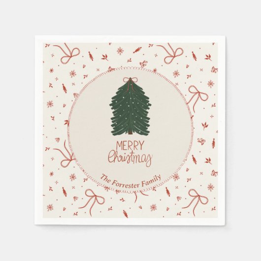 Personalized Christmas Tree Custom Family Servet (Voorkant)