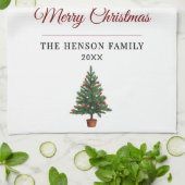 Personalized Christmas Tree Family Photo Theedoek (Gevouwen)