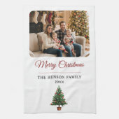 Personalized Christmas Tree Family Photo Theedoek (Verticaal)